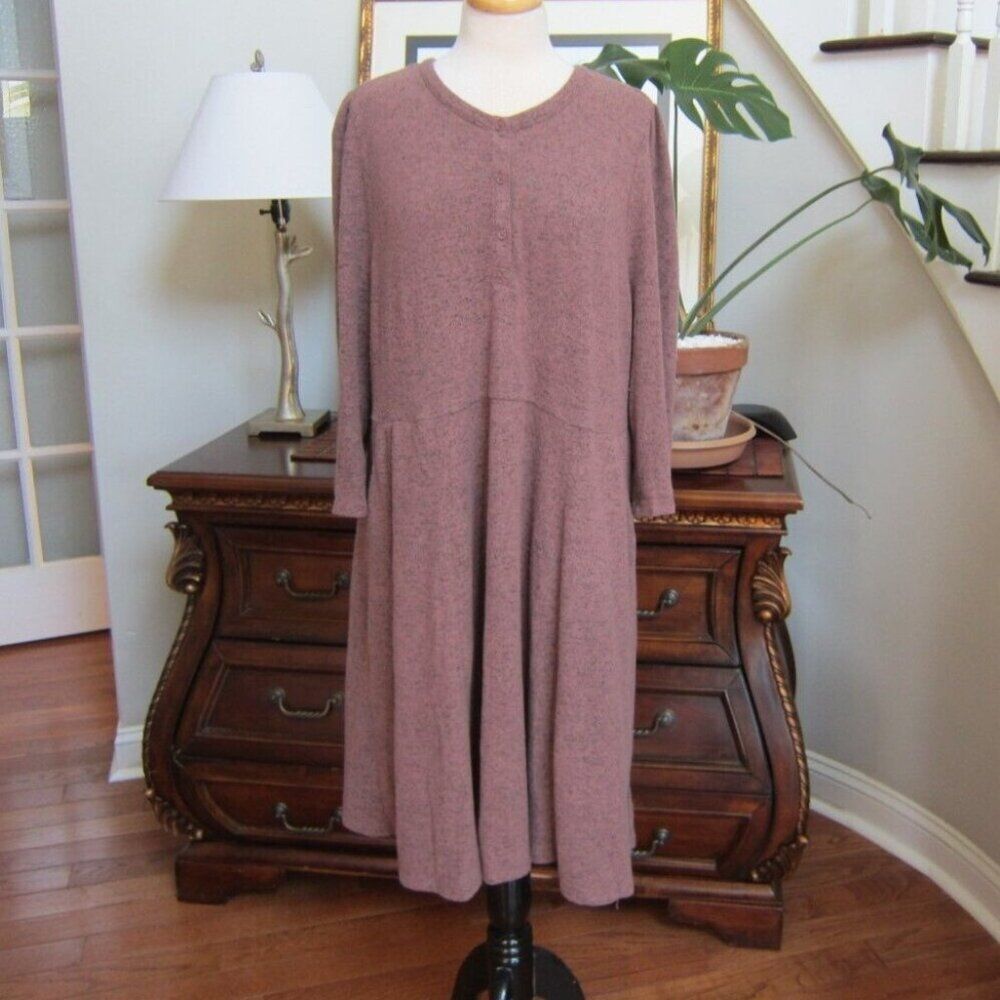 Torrid Women's 2, 2X Heathered Pink Super Soft Plush Puff Sleeve Skater Dress